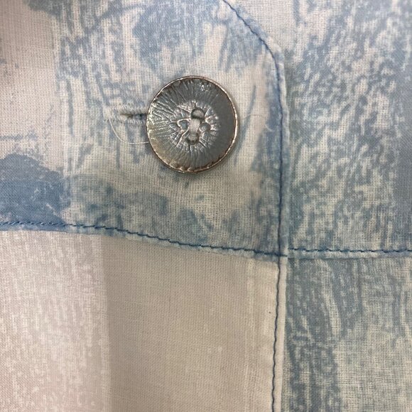 Unjour Ailleurs Blouse Large French 42 Blue White Semi Sheer Lightweight as is - Picture 5 of 13